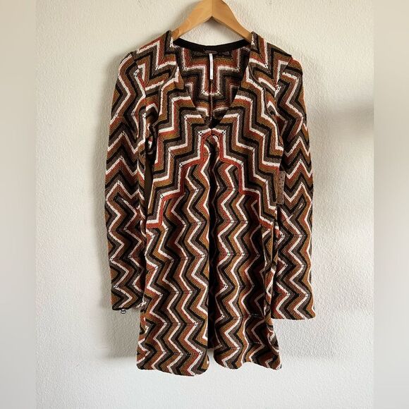 Free People Rhiannon Wool Blend Chevron Dress XS - Picture 2 of 10